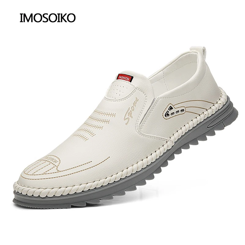 2021 Summer New Popular Men's Casual Shoes Soft Top Ox Tendon Sole Hand Sewn Breathable Driving Fashion White Sneakers