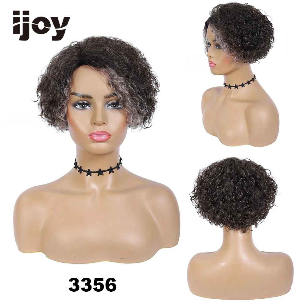 Парик из человеческих волос короткий кудрявый парик цветные серые бразильские