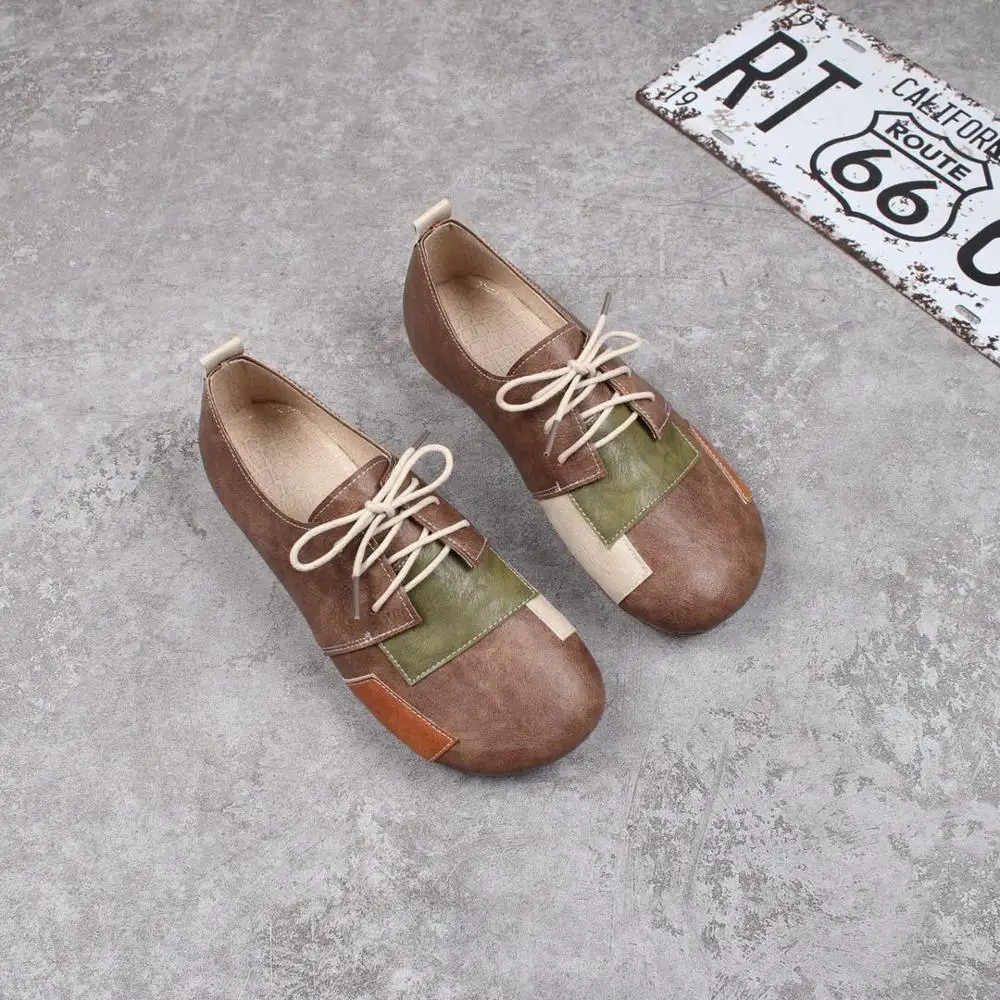 Лоферы женские ручной работы разноцветные на шнуровке мягкая подошва лоферы