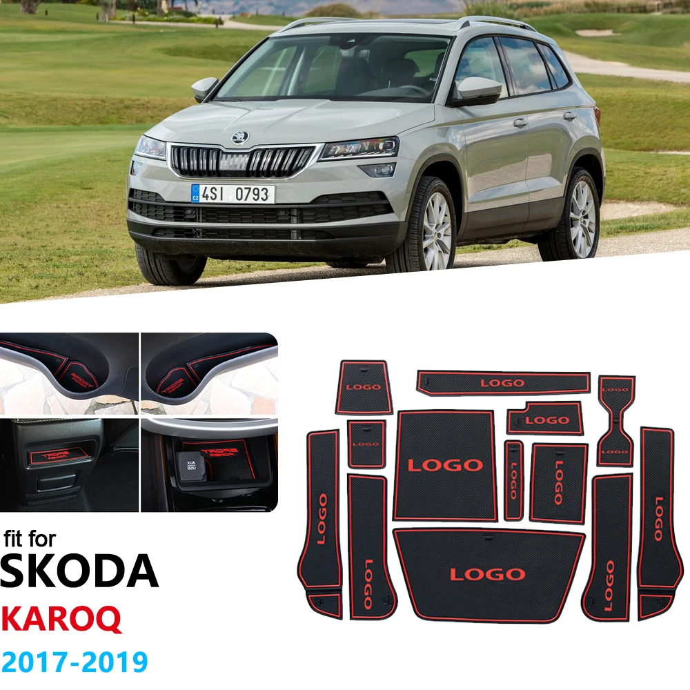 Противоскользящий резиновый подстаканник со слотом для ворот Skoda Karoq 2017 2018 2019