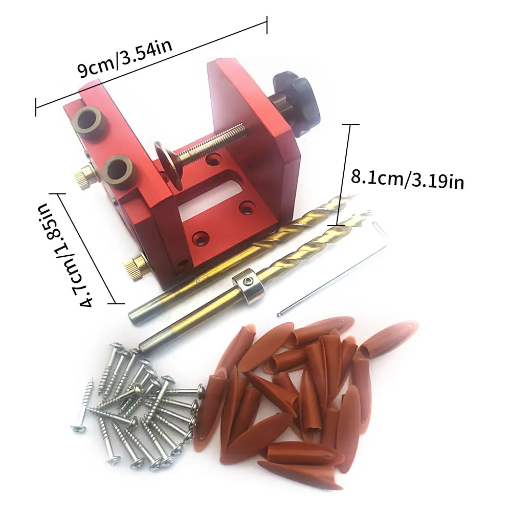 

Pocket Hole Locator Jig Kit Woodworking Hole Drill Guide Locator Multi-Function Adjustable Inclined Hole Drill Punch Positioner
