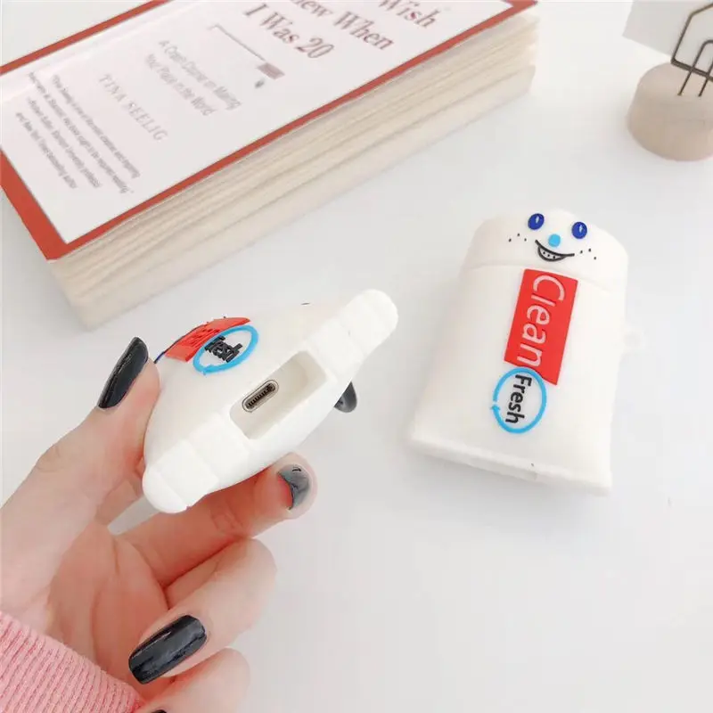 3D зубная паста чистый свежий силиконовый чехол для Apple Airpods Bluetooth наушники