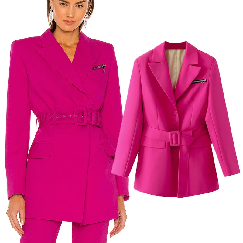 

TFMLN 2022 женский модный блейзер пальто с поясом осенняя куртка с длинным рукавом Свободное пальто с принтом Повседневный блейзер