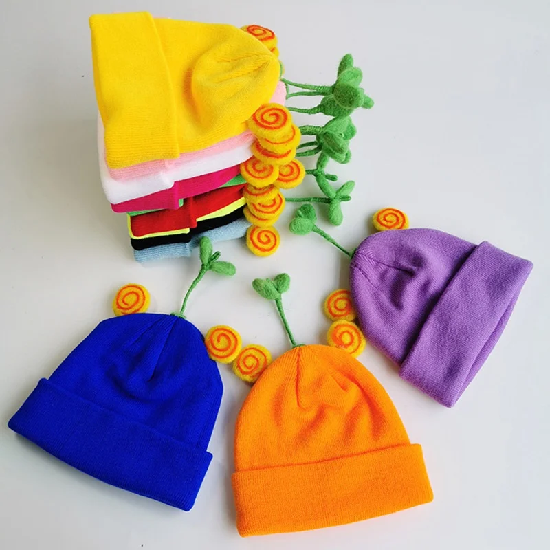 Милые осенне-зимние детские шапки для новорожденных теплые вязаные шерстяные с