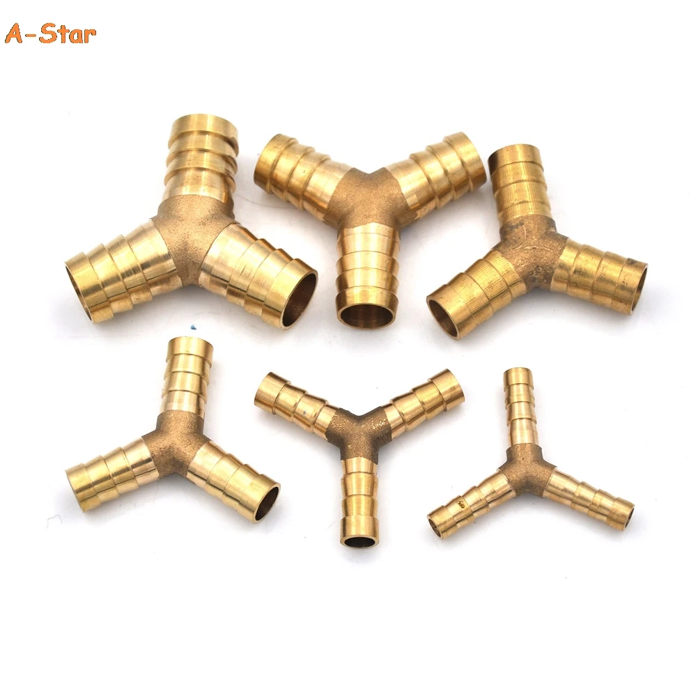 

6Sizes Hose Barb "Y" Type Brass Barbed Tube Pipe Fitting Tee 3 way Connector Adapter With Valve For Fuel Gas Water