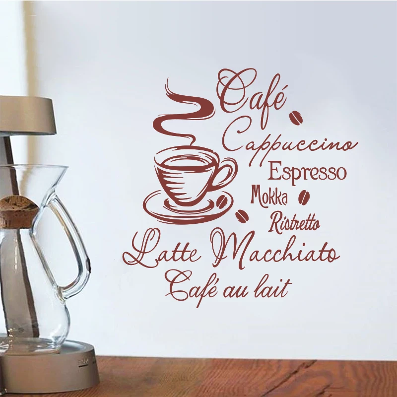 Coffee Kitchen Vinyl Wall Stickers Kitchen Coffee Shop removable Wall Mural Decals Home Decor House Decoration Wall Art