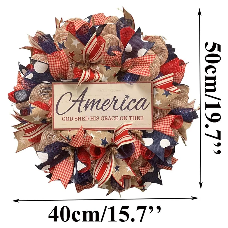 

Independence Day Decoration Wreath 4Th of July Memorial Day Wreaths Decor for Home Decoration Front Door Wall Outside