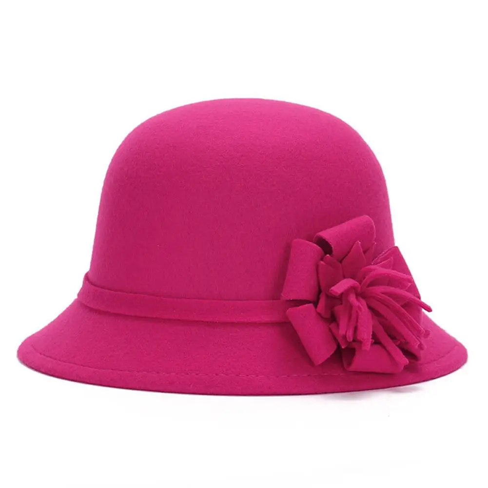 

New Arrival Women Retro Flower Bowler Hat Solid Color Cap for Party Prom Cocktail Travel Wholesale Dropshipping