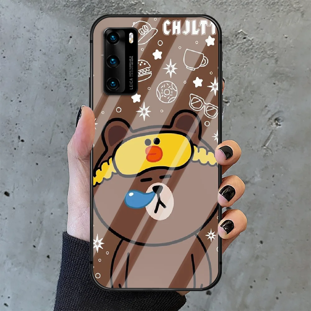 

Line Town Brown Phone Tempered Glass Case Cover For Huawei P Nova Mate 5T 20 30 40 E Pro Lite Smart 2019 2021 Luxury Hoesjes