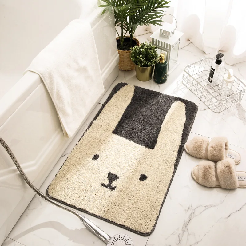 

The new cartoon velvet into the door mat home bedroom bathroom water-absorbing foot non-slip
