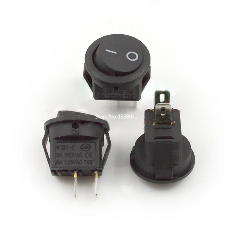 10 шт./лот клавишный переключатель KCD11 KCD1-204 15 мм AC 250 В 6A 2 Pin красный круглый ON/OFF SPST