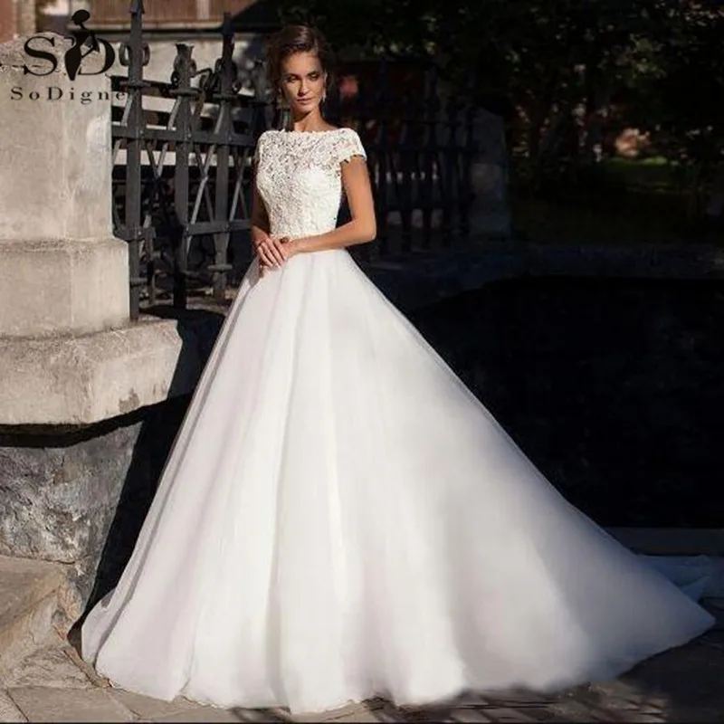 

SoDigne, простые кружевные свадебные платья, лето 2020, женское пляжное Тюлевое сексуальное свадебное платье с открытой спиной в стиле бохо