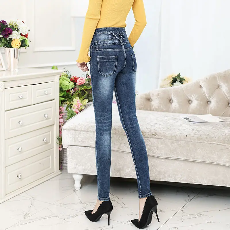 

New 2021 Women's High waist skinny Stretch elastic jeans Pencil Pants Casual Slim Trousers designer brand jeans plus size
