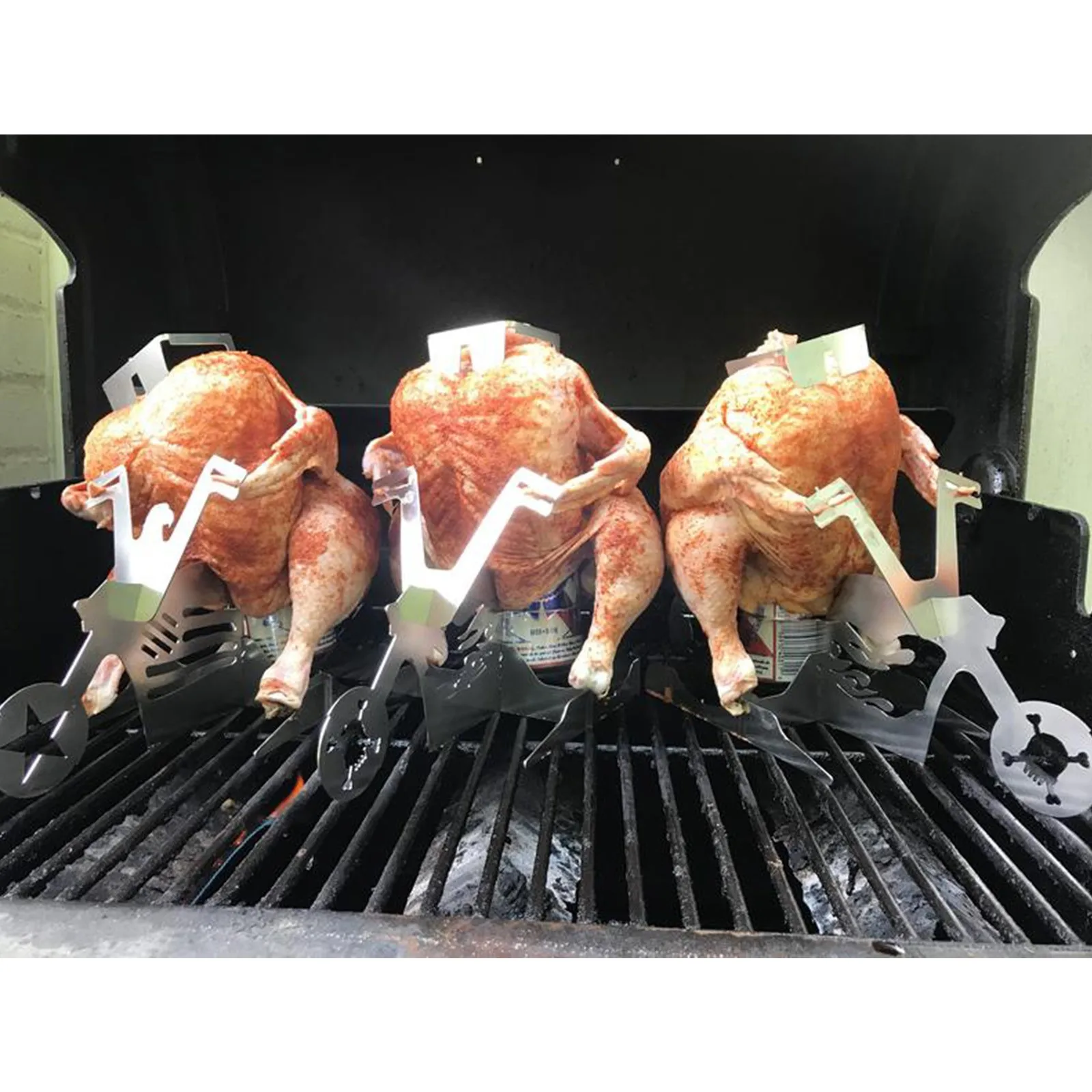 Portable Chicken Stand Beer American Motorcycle Bbq Stainless Steel Rack With Glasses Indoor Outdoor Use Camping Accesorios | Дом и сад