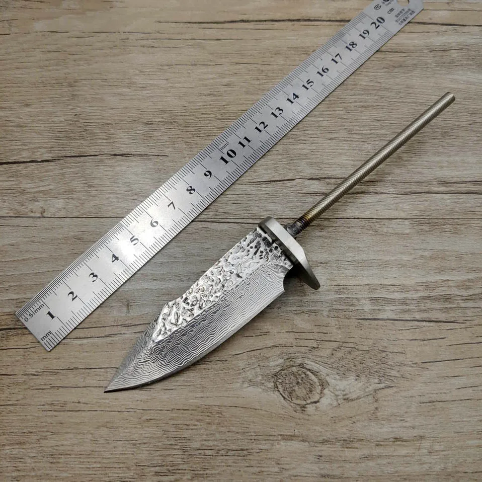 X-04DP DIY VG10 Дамасская сталь ковка шаблон стальной прямой нож с фиксированным лезвием заготовка diy полуфабрикат нож заготовки стали - Цвет: X-04DP