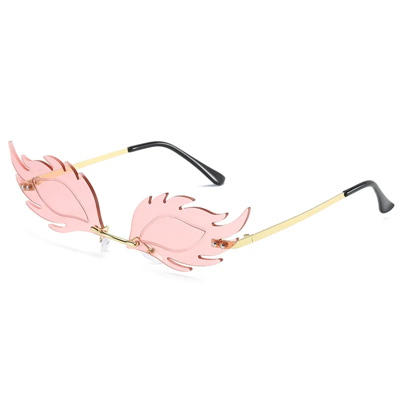 

2020 new sunglasses fashion men and women personality fox flame frameless sunglasses feather feather fish-shaped sunglasses