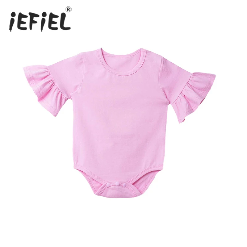 

2021 Baby Summer Clothing Newborn Baby Boy Girl Solid Casual Jumpsuit Bodysuit Flare Long Sleeve Clothes Solid Outfits 0-24M