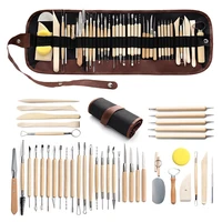 40 pieces diy art clay pottery tool set crafts clay sculpting tool kit pottery ceramics wooden handle modeling clay tools