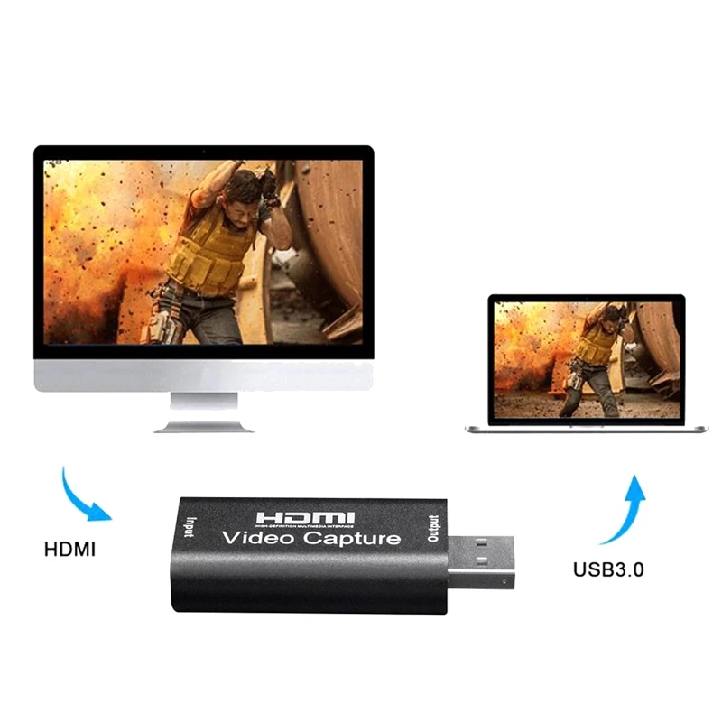 

HDMI to USB 2.0 Video Capture Card 1080P HD Recorder Game Video Live Streaming Compatible with Type-C and Android