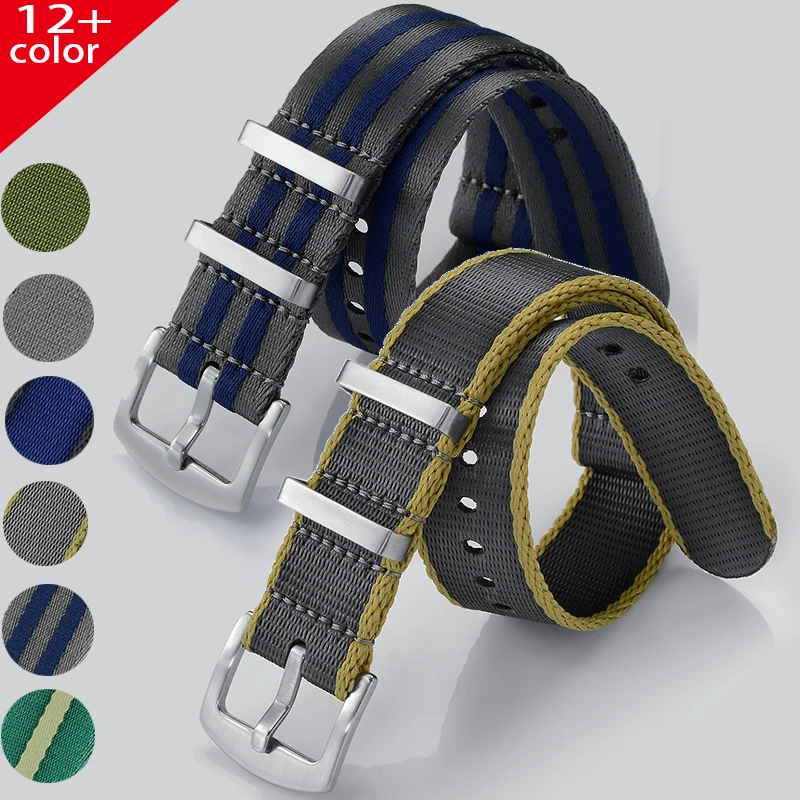 

Premium Quality Watch Strap Nato Nylon Strap 20mm 22mm Seatbelt Watch Band For 007 James Bond Military Striped Replacement Watch