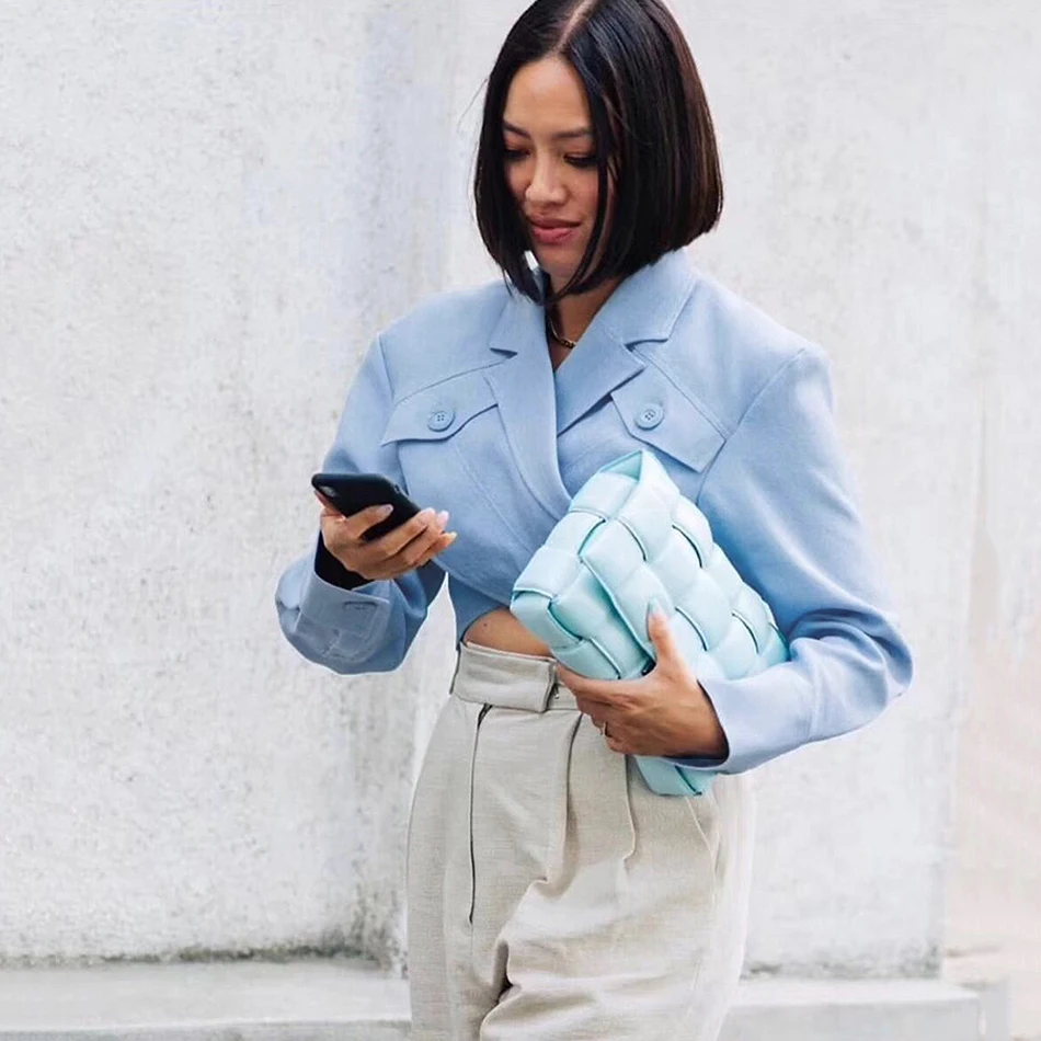 Новое Элегантное голубое небо Женское пальто модное сексуальное короткое с