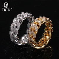 tbtk new iced out 8mm cuban link rings 11 unisex charm jewelry silver color hiphop high quanlity beautiful ring