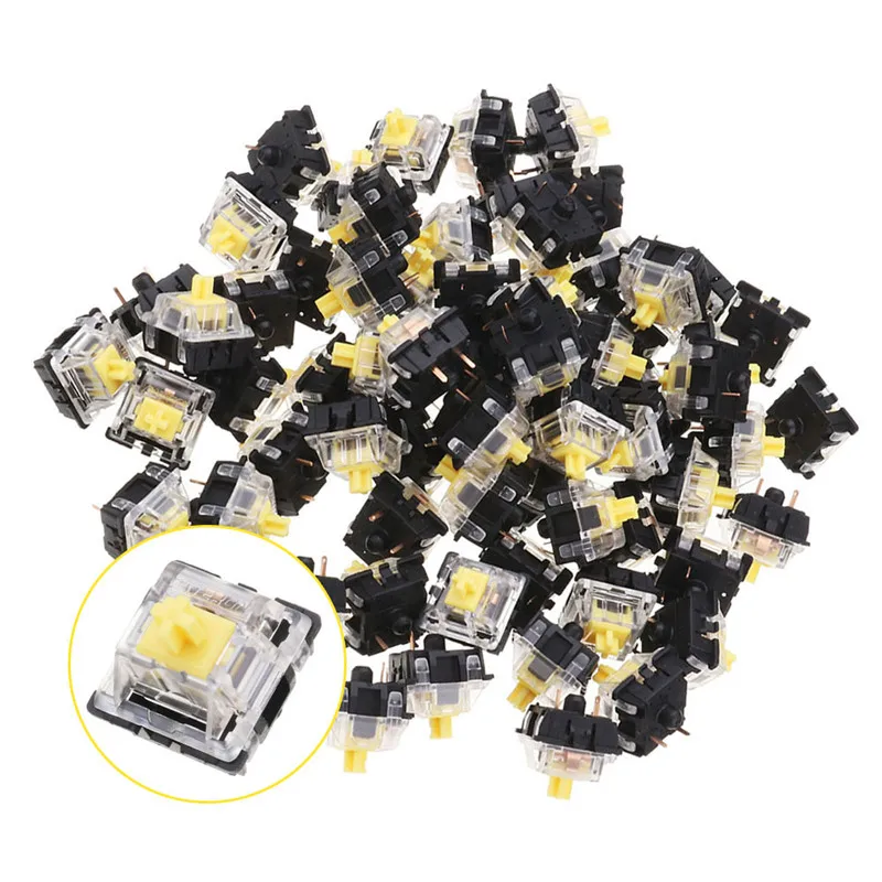 70PCS KS-8 Series Yellow Pack Gateron Linear Switch Keyboard Switch 3Pin for Mechanical Gaming Keyboard