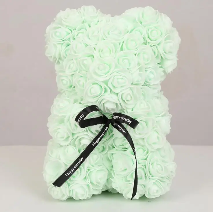 Light Green Искусственные цветы 25 см Роза медведь девушка Юбилей Рождество День Святого Валентина подарок на день рождения для свадебной вечеринки - Цвет: Light Green