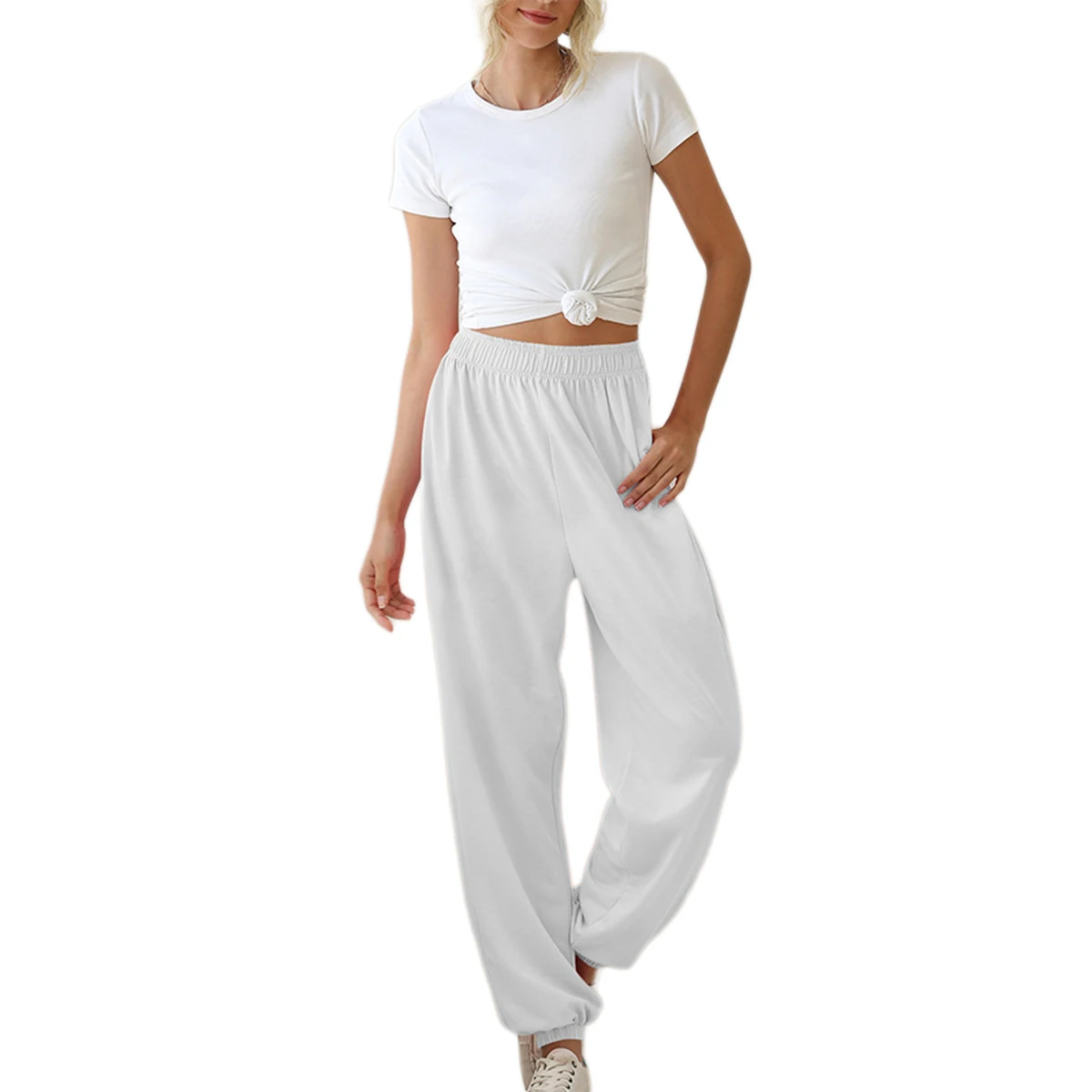 Новинка 2020 женские брюки эластичные с завышенной талией уличная одежда