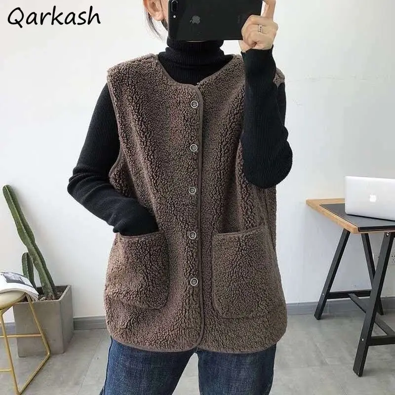 

Жилеты для женщин Темперамент Мягкая размера плюс 3XL все-матч Женская Пальто без рукавов в Корейском стиле, модные простые карман женская ве...