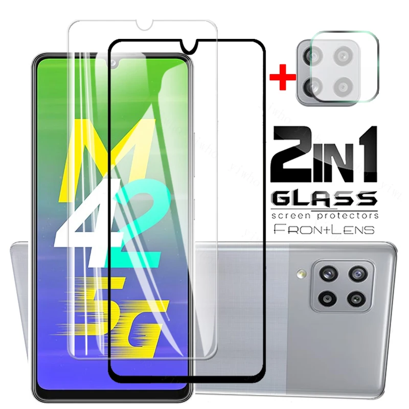 

2in1 для Samsung Galaxy M42 5G стекло m51 m31 m31s m21 m21s m02 s Защитная пленка из закаленного стекла с полным покрытием экрана объектива камеры защитная пленка