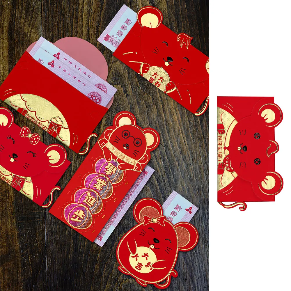 12 шт Новый крысиный красный конверт для заполнения денег китайская традиция