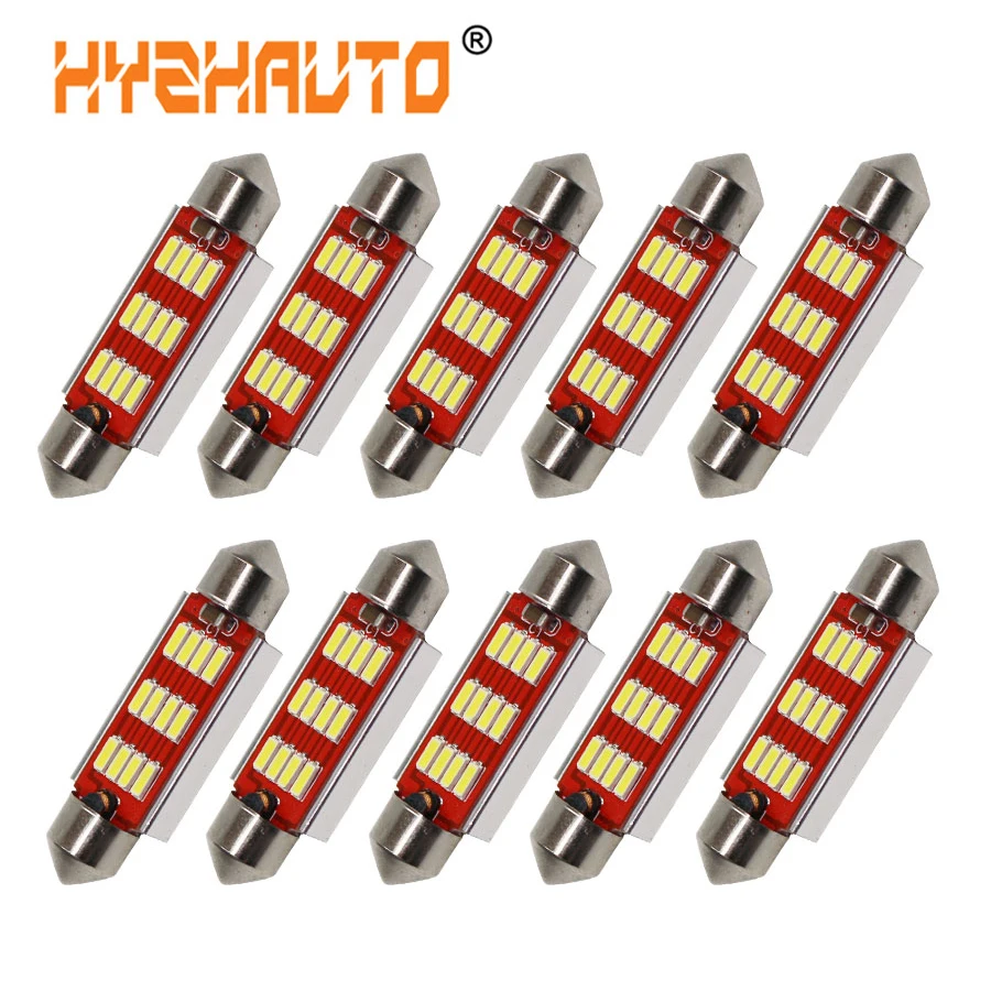 HYZHAUTO 10Pcs Constant Current Festoon 31mm 36mm 39mm 41mm Car LED Reading Lamp Bulbs Canbus C5W LED Auto License Plate Lights