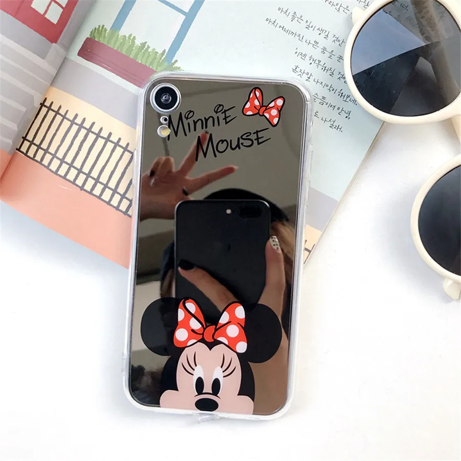 Зеркальный чехол для телефона с изображением Минни Маус для samsung Galaxy S10 S10plus S9 S9plus S8 S8plus, Высококачественная мягкая задняя крышка из ТПУ