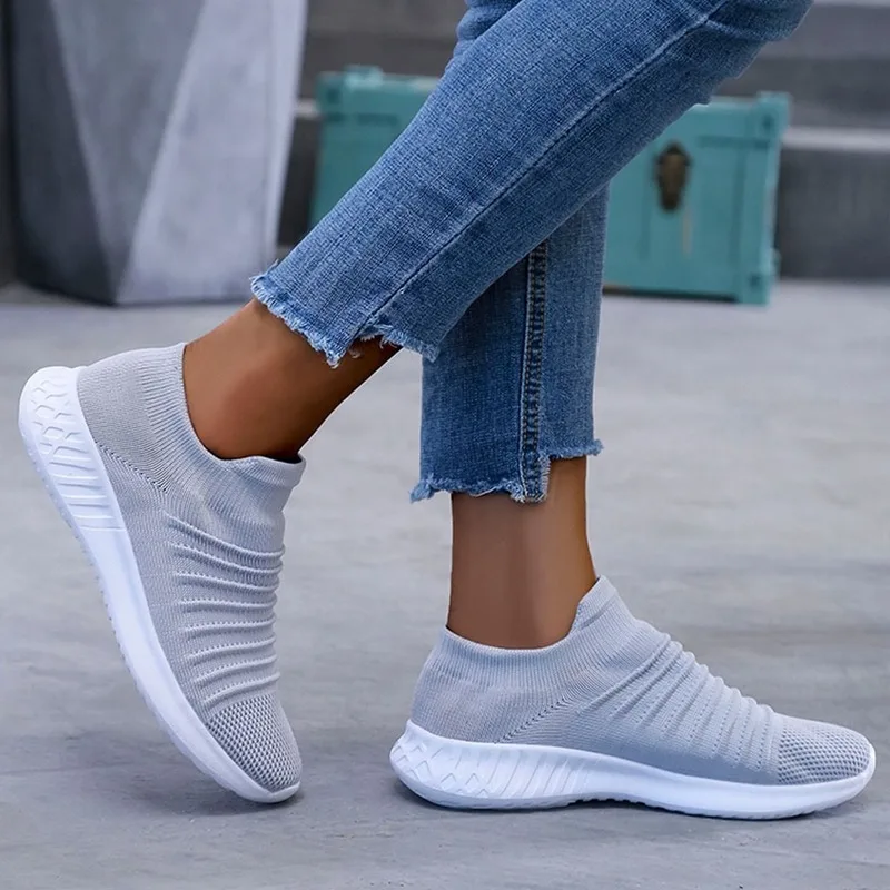 Осень 2020 женские кроссовки из сетчатого материала Мягкие носки вязаные CREEPERS