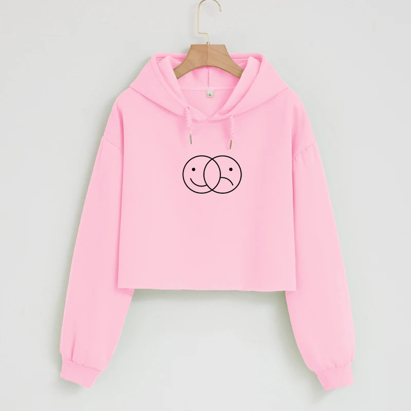 

Хлопковые толстовки с короткой талией для женщин, Укороченный свитшот в стиле Харадзюку, мягкая одежда, толстовка с длинным рукавом для дам