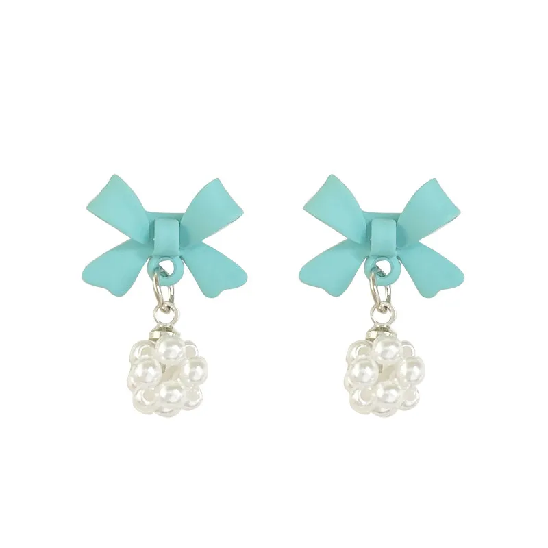 

YANGLIUJIA Metal Bowknot Pearl Pendant Earrings Fashion And Elegant Retro Geometric Stud Earrings Ms Jewelry Christmas Gift