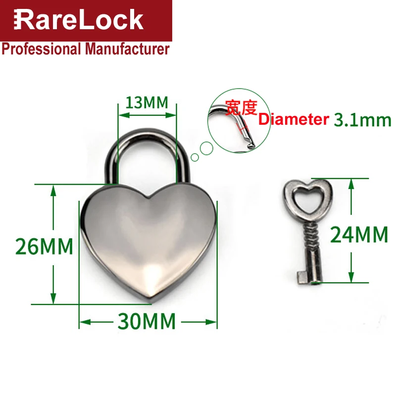 Rarelock любовь медальон замок 3 цвета замок для женщин девушка сумки рюкзак шкатулка DIY MMS510 ii