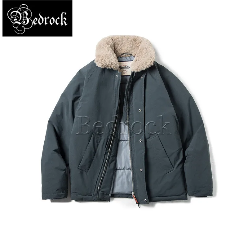 

Japanese retro fur collar coat for men lapel autumn winter cotton padded jacket thick warm cotton coat
