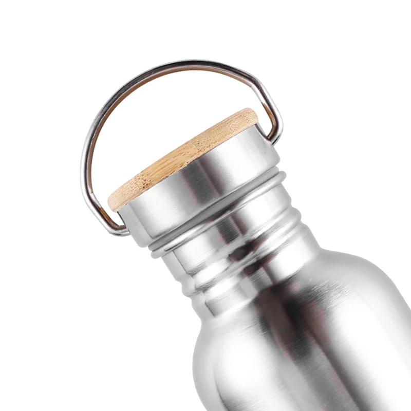 

Portable Stainless Steel Water Bottle Bamboo Lid Sports Flasks Leak-proof Travel Cycling Hiking Camping Bottles