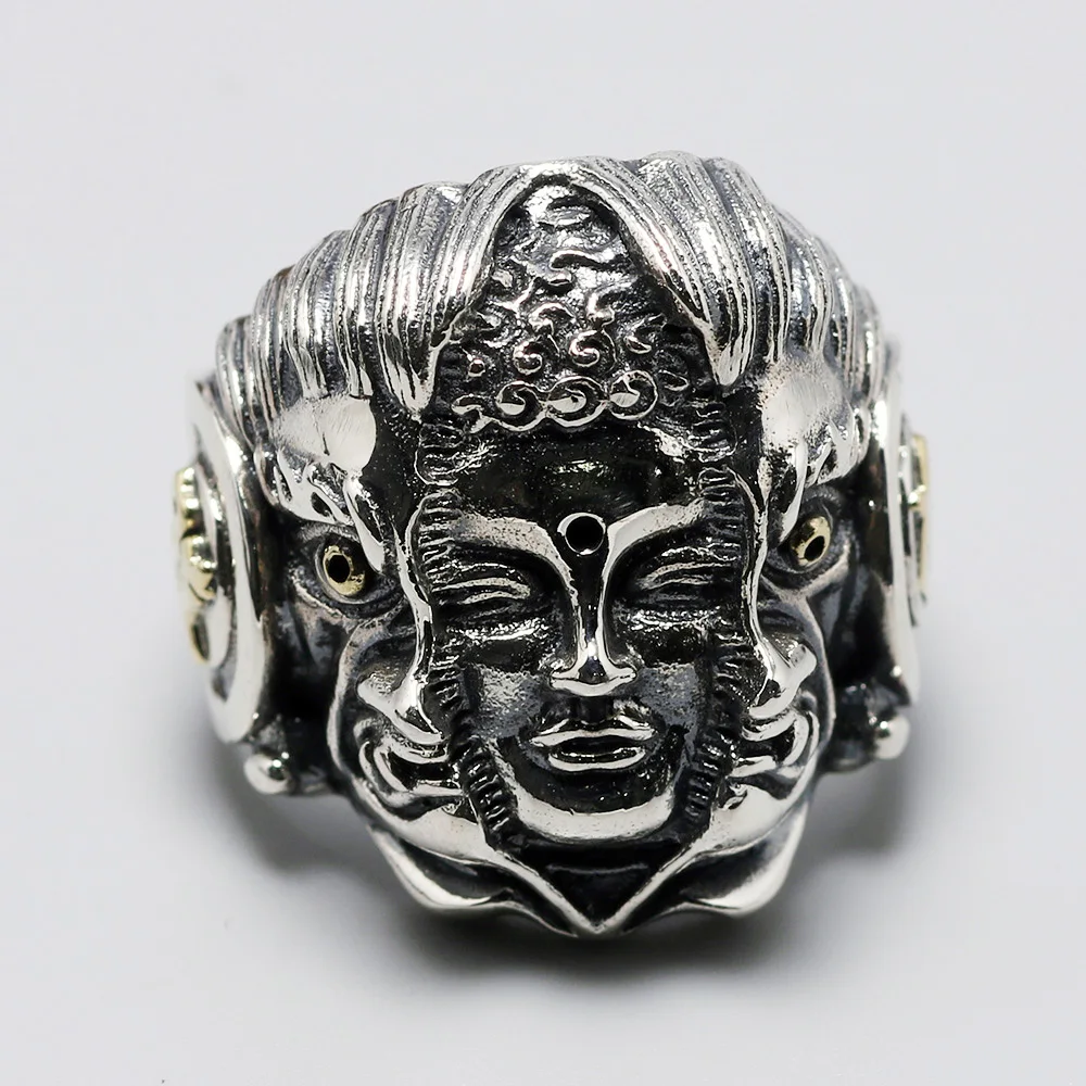 Подлинные 925 пробы серебряные ювелирные изделия тяжелые мужские кольца Будды с
