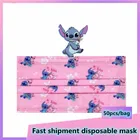 Рождественская аниме одноразовая маска Дисней Стич маска для лица 3-слойные маски для лица маска с ушными петлями Маска Тушь дескартавел