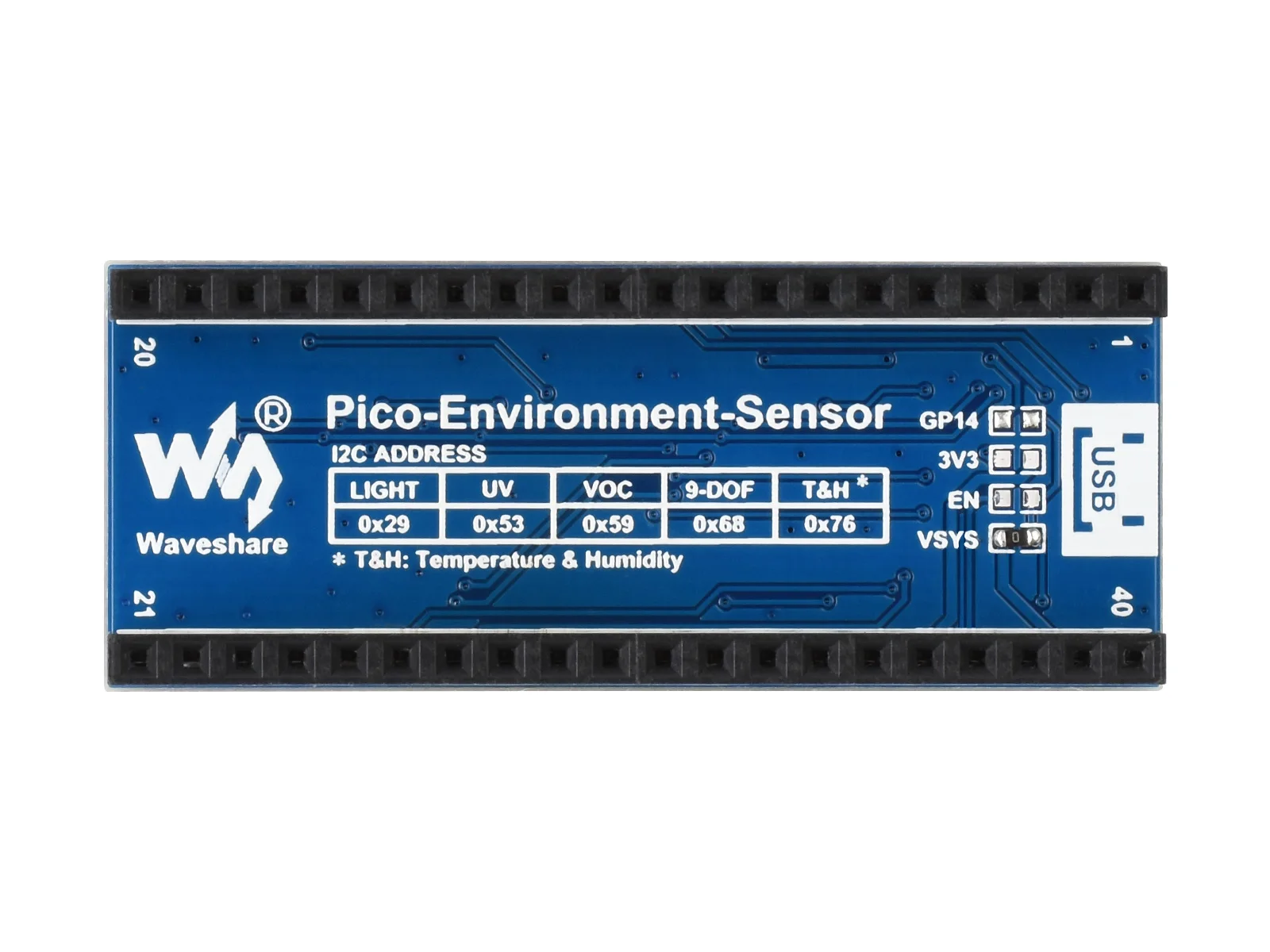 Плата расширения экологического датчика Pico для RPi шины I2C видимая