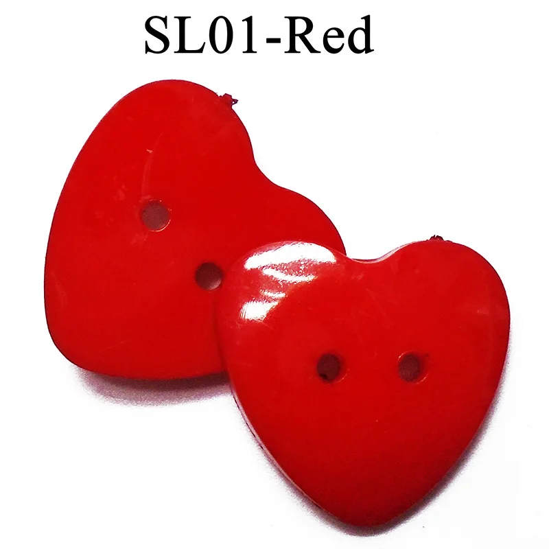 SL01-red ZIEENE 5 шт.-50 шт Смешанные 12 Цветов, украшенная большим сердечком; Пластик кнопки 25X25 мм Diy Швейные Скрапбукинг для детей ручной работы с 2 отверстиями - Цвет: SL01-red