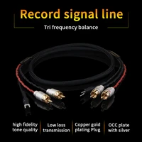 yyaudio 4 core pure copper ofc 2 rca to 2 rca ground u spade plug audio phono tonearm cable with ground wire dual magnetic ring