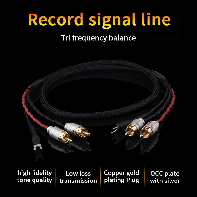 YYAUDIO 4-ядерный Чистая медь OFC 2 RCA до заземление U spade разъем аудио кабель тонарма с