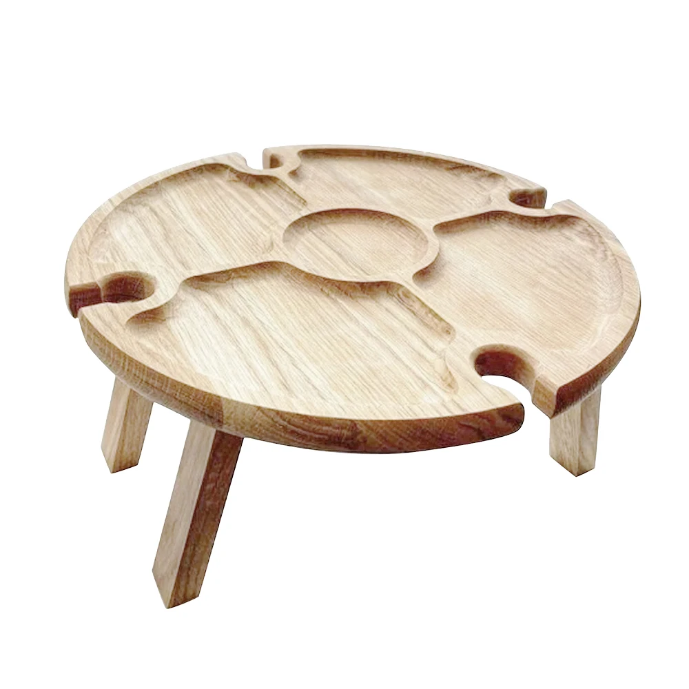 

Wooden Outdoor Folding Picnic-Table With Glass Holder 2 In 1 Wine Glass Rack Outdoor Wine Table Wooden Table Easy To Carry Wine