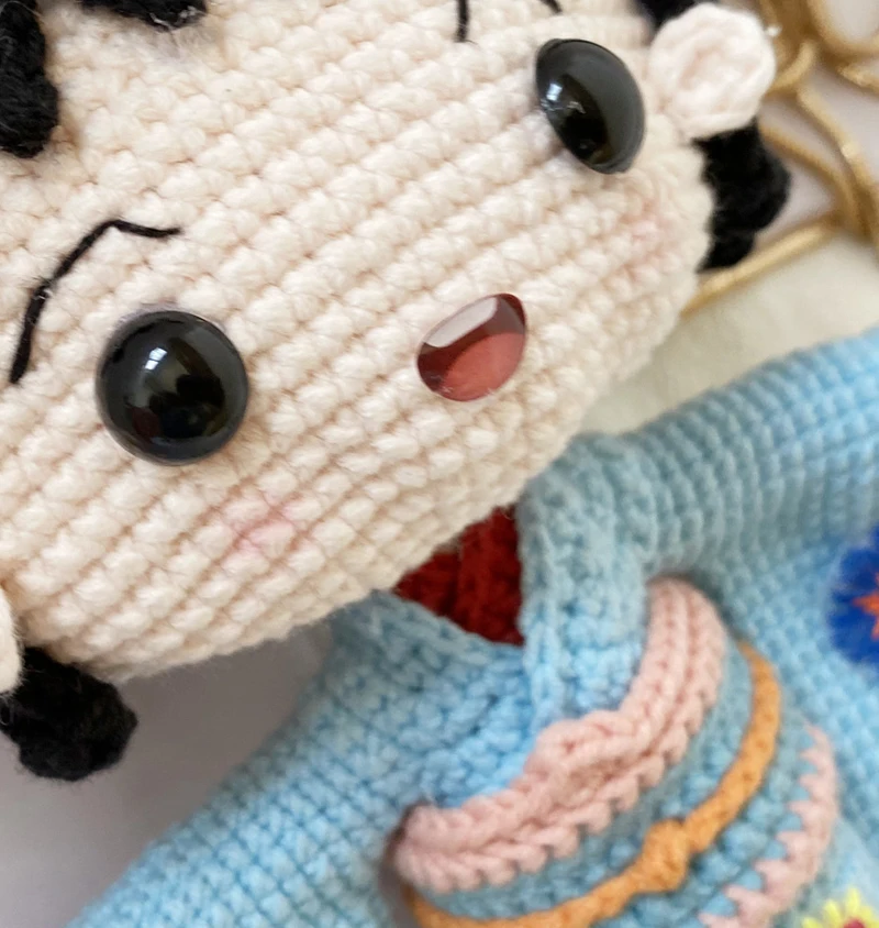 Knitting Dolls Kid Kimono girl Crochet Yarn Toys finished Knit Fabric Toy Knitted Bag Handmade Inclined shoulder bag | Игрушки и хобби