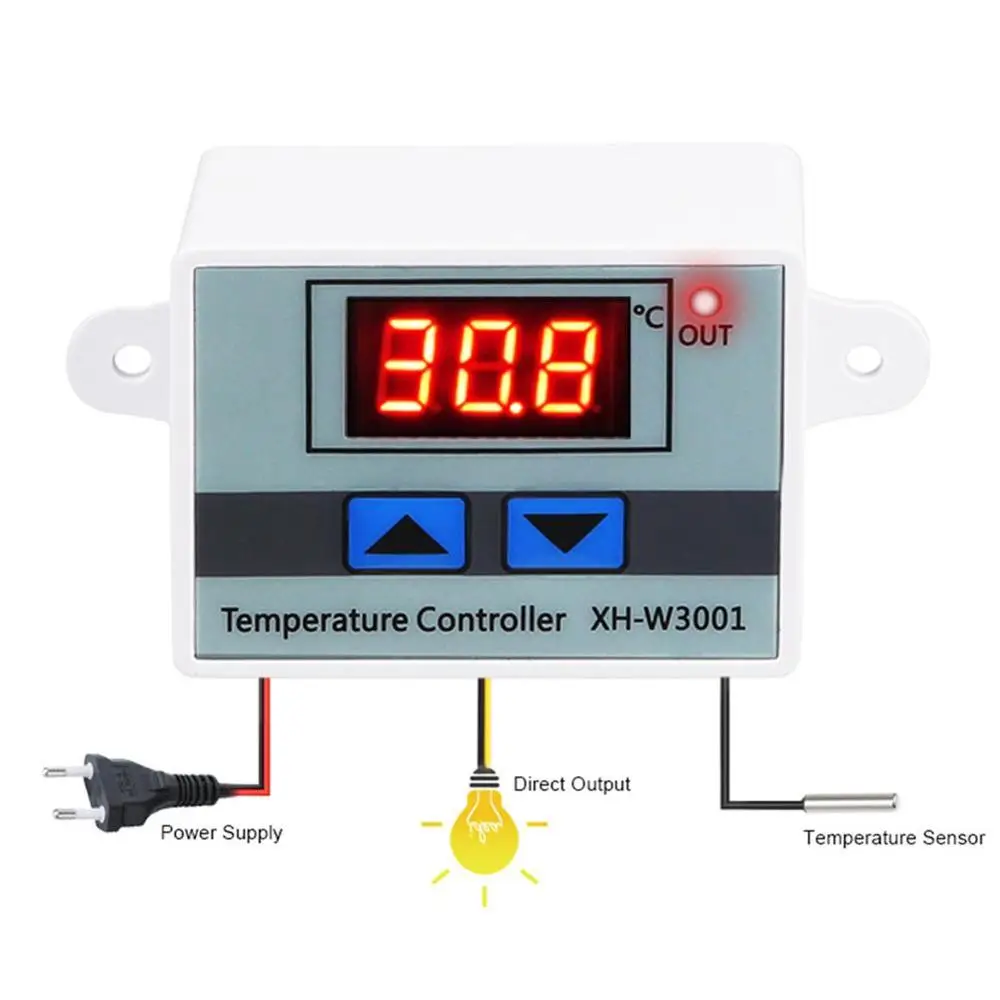 Цифровой светодиодный Температура контроллер 12V 24V 220VAC XH W3001 для инкубатора