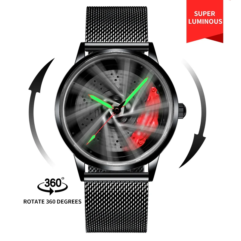 

For NEKTOM VIP Client Mesh Strap Spinning Luminous Car Wheel Watch